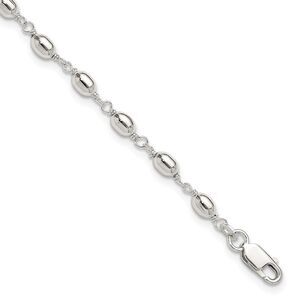 Kazi Luxury Sterling Silver Fancy Bead Anklet